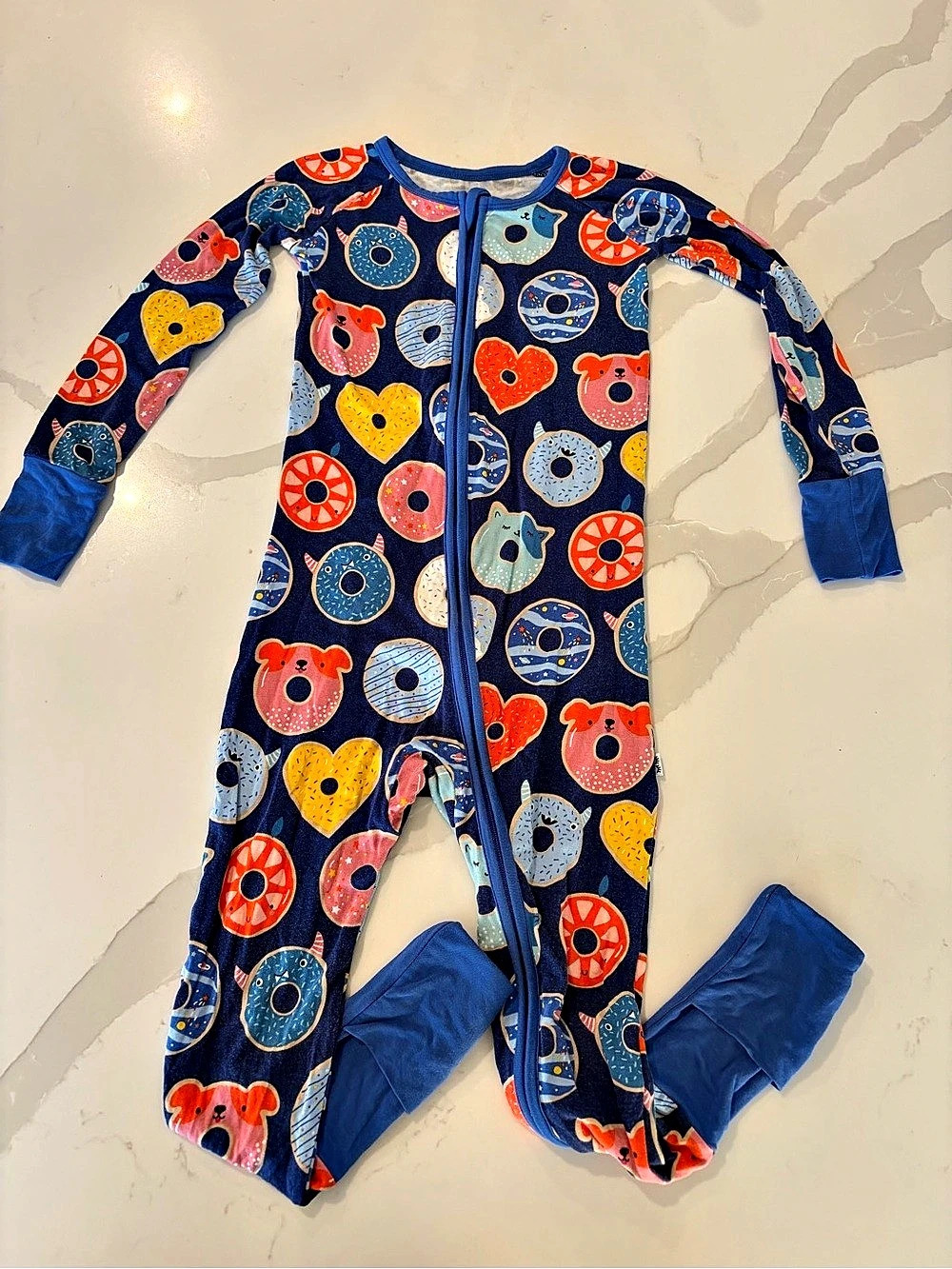 Little Sleepies 3T Blue Donut Dreams Print Bamboo Blend Zippy Pajamas